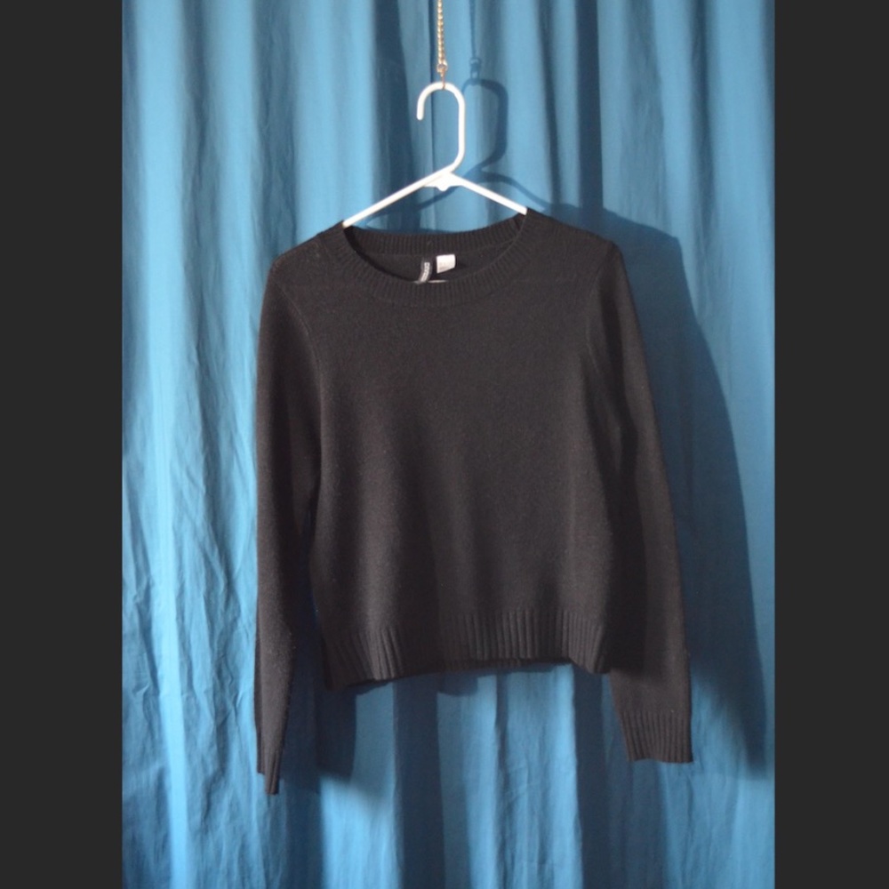 Black Knit Crew Neck Sweater